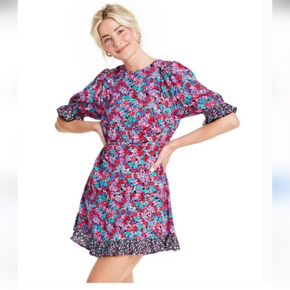 RIXO Floral Dress - Pink and‎ Black Size 2 - Picture 1 of 11